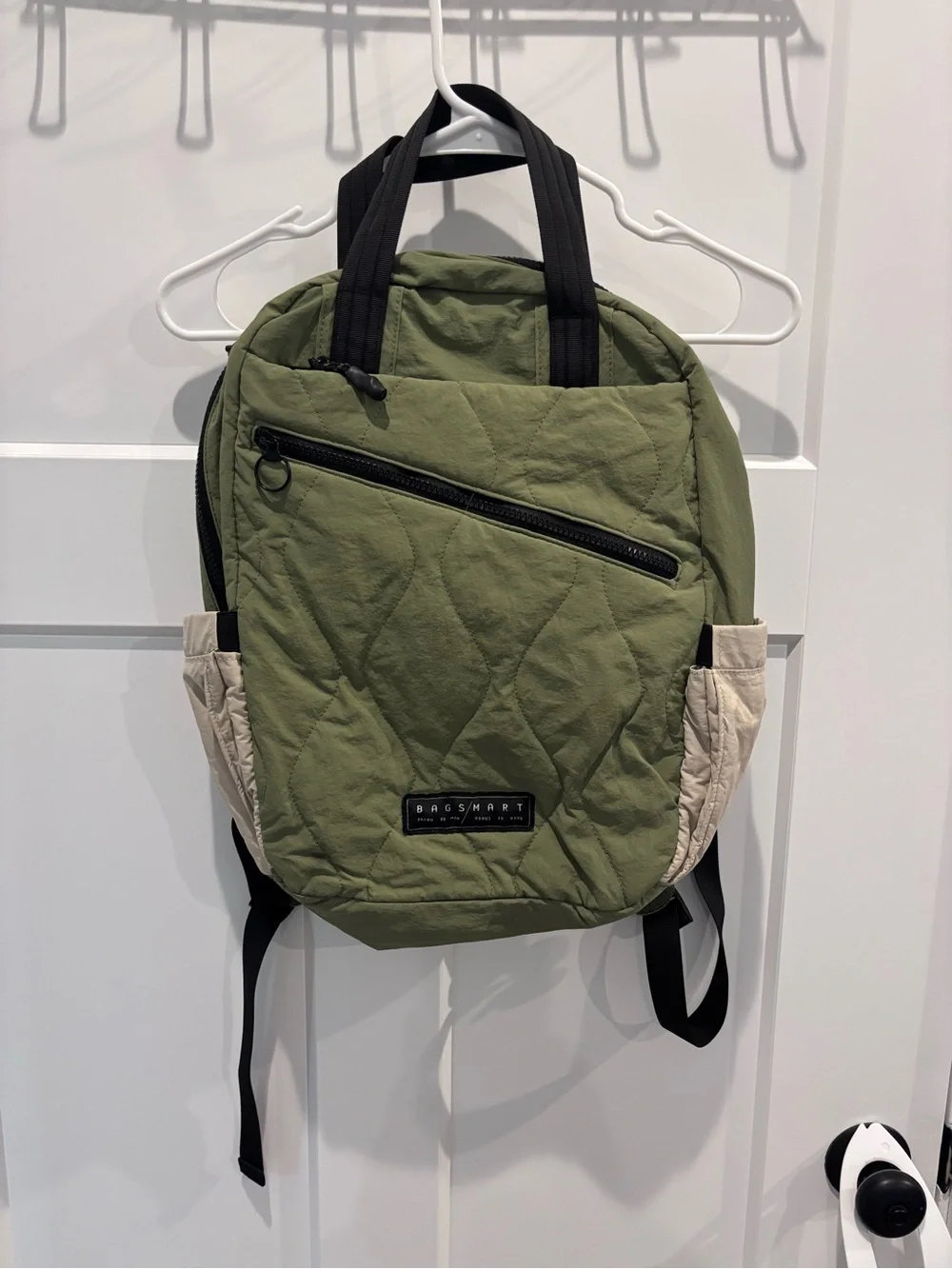 Bagsmart Paz Quilted Olive & Beige Backpack